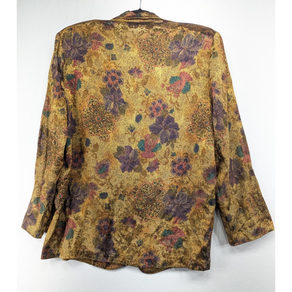 Michael & Company Vintage Gold Floral Metallic Brocade Blazer Jacket XL Tapestry - Picture 2 of 11